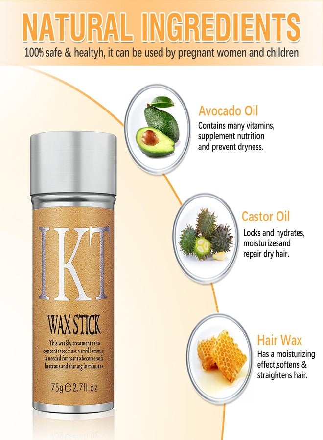 FUNAN 5 Packs Set Hair Wax Stick，Hair Finishing Stick and Edge Brush Rat Tail Comb Bristle Hair Brush，Slick Stick for Hair Non-greasy Styling Hair Pomade Stick，Hair Bun Hair Accessories for Women Grils - Image 5